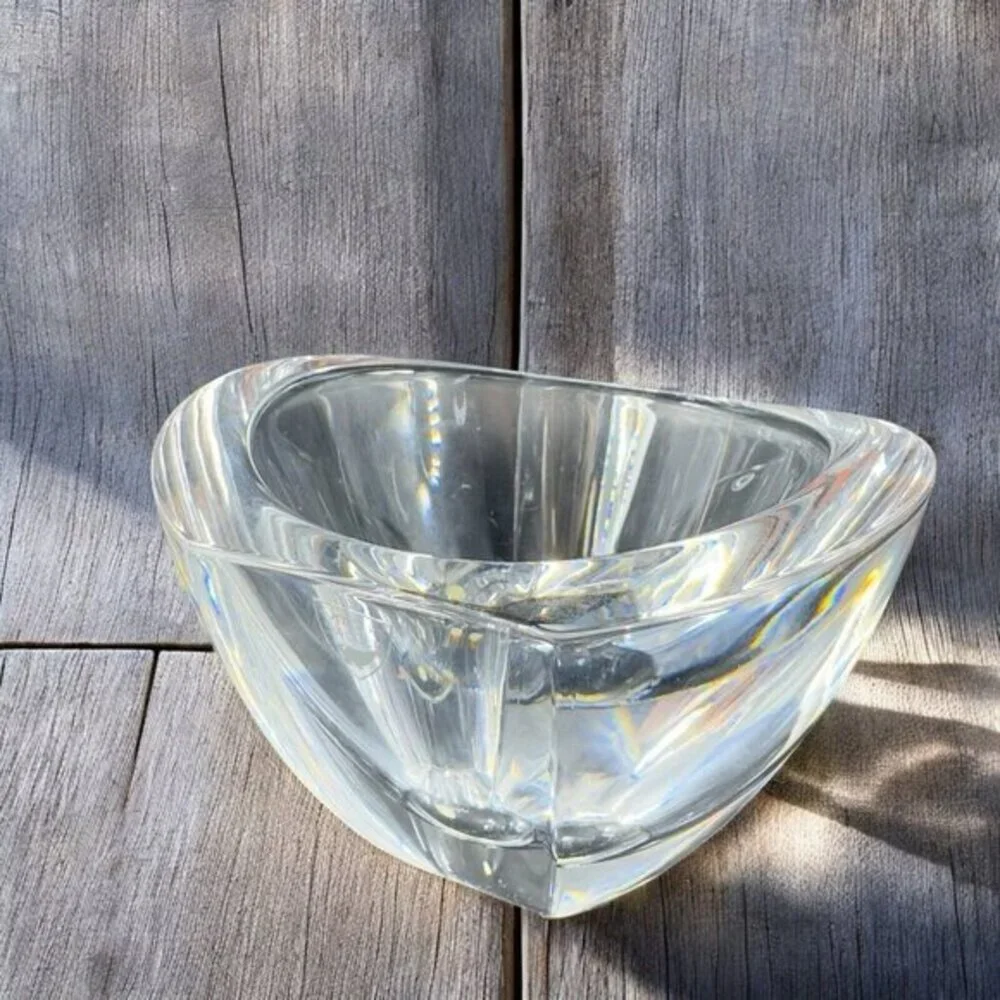 Orrefors Sweden Mirror Crystal Art Deco Bowl Dish Signed Clear Heavy Thick Glass